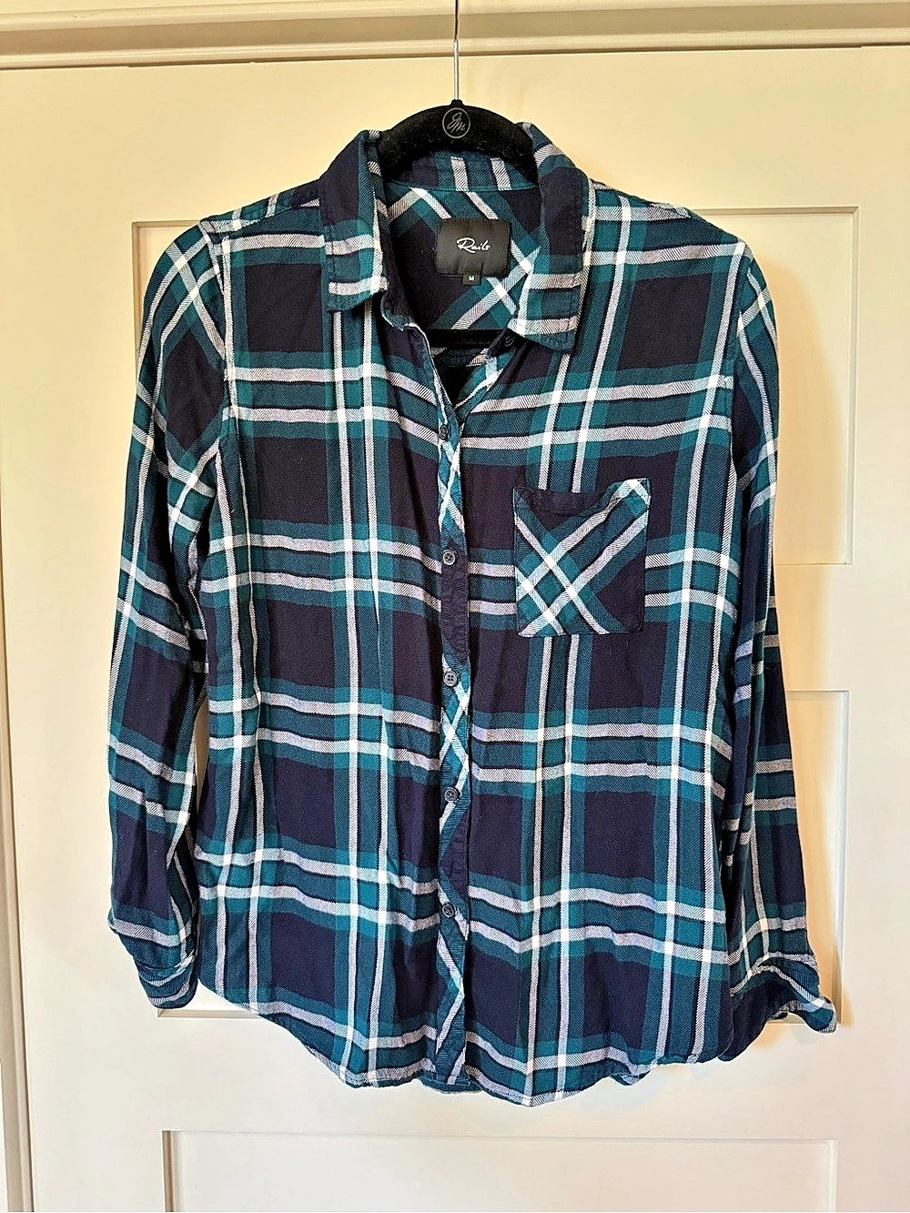Rails Rail Hunters Plaid Shirt Plaid Button Down in Blue & Green Size Medium